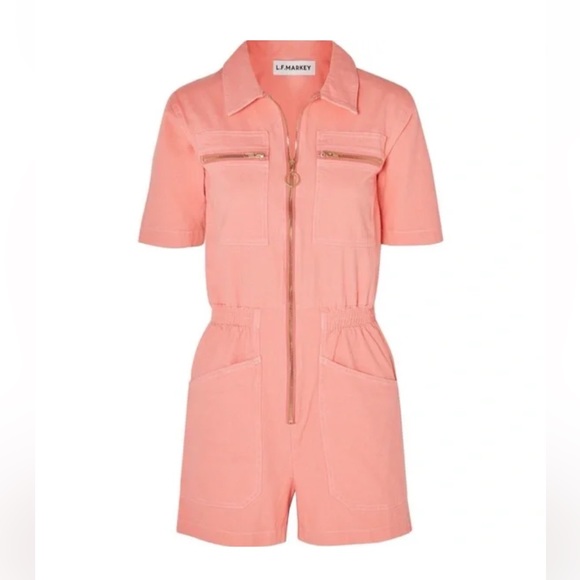 L.F. Markey Danny Playsuit in Coral Pink US 2 - Picture 3 of 10